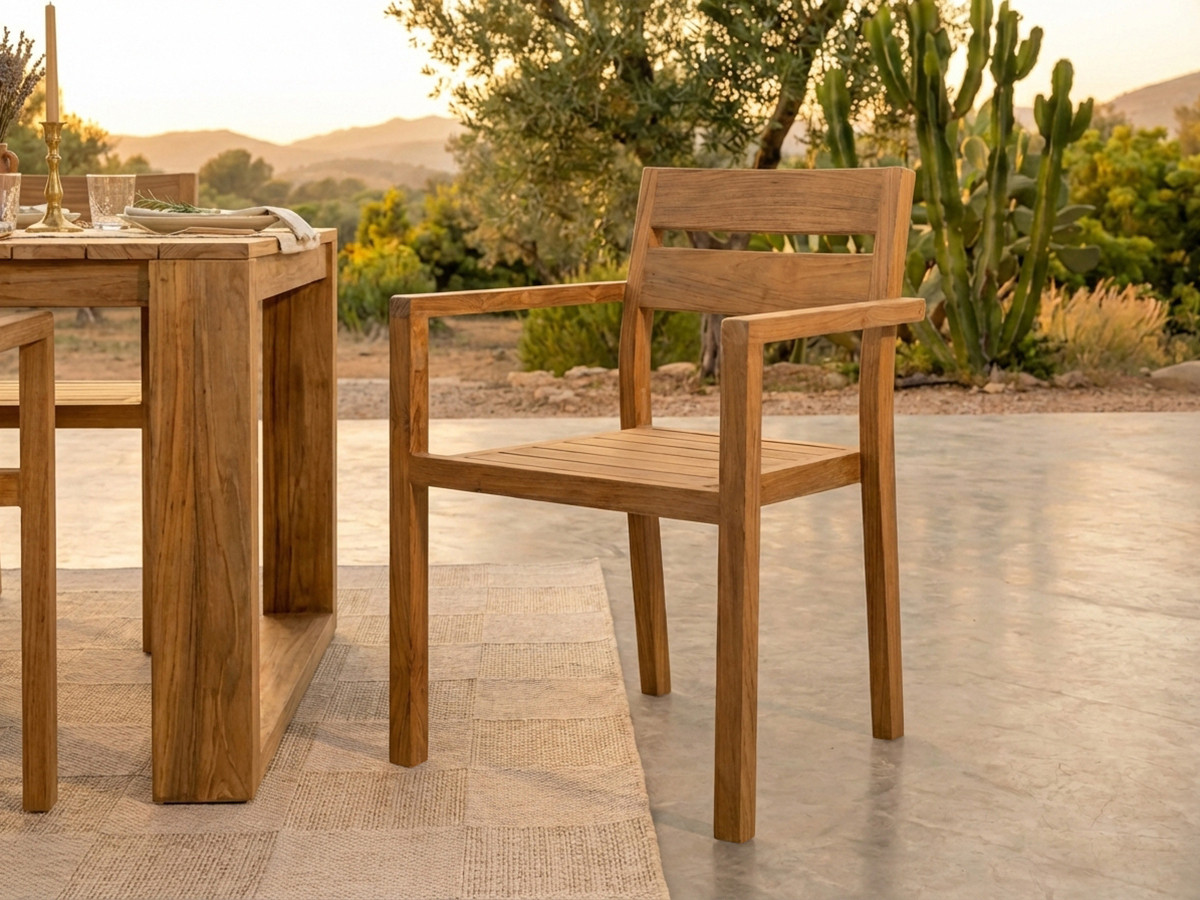 LOMBOK tuinset met tafel van 200 cm + 6 teakhouten stoelen