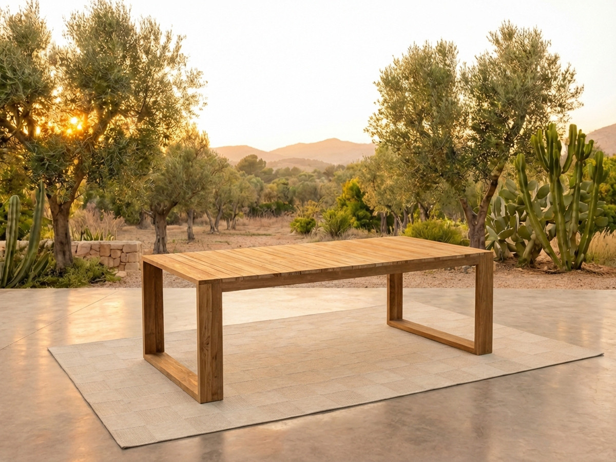 LOMBOK tuinset met tafel van 200 cm + 6 teakhouten stoelen