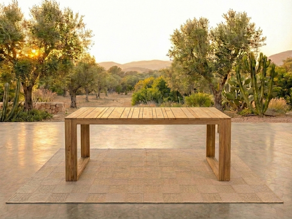 LOMBOK tuinset met tafel van 200 cm + 6 teakhouten stoelen