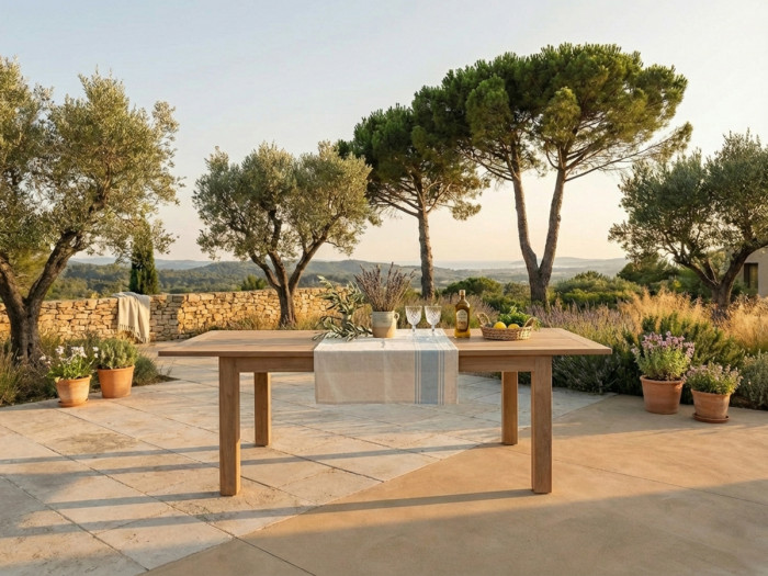 Table de jardin extensible 200 à 260 cm POSITANO bois de teck