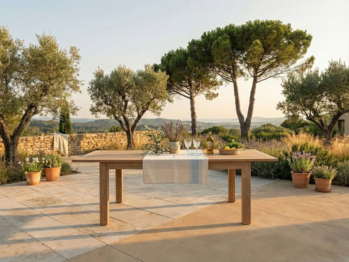 Table de jardin extensible 200 à 260 cm POSITANO bois de teck
