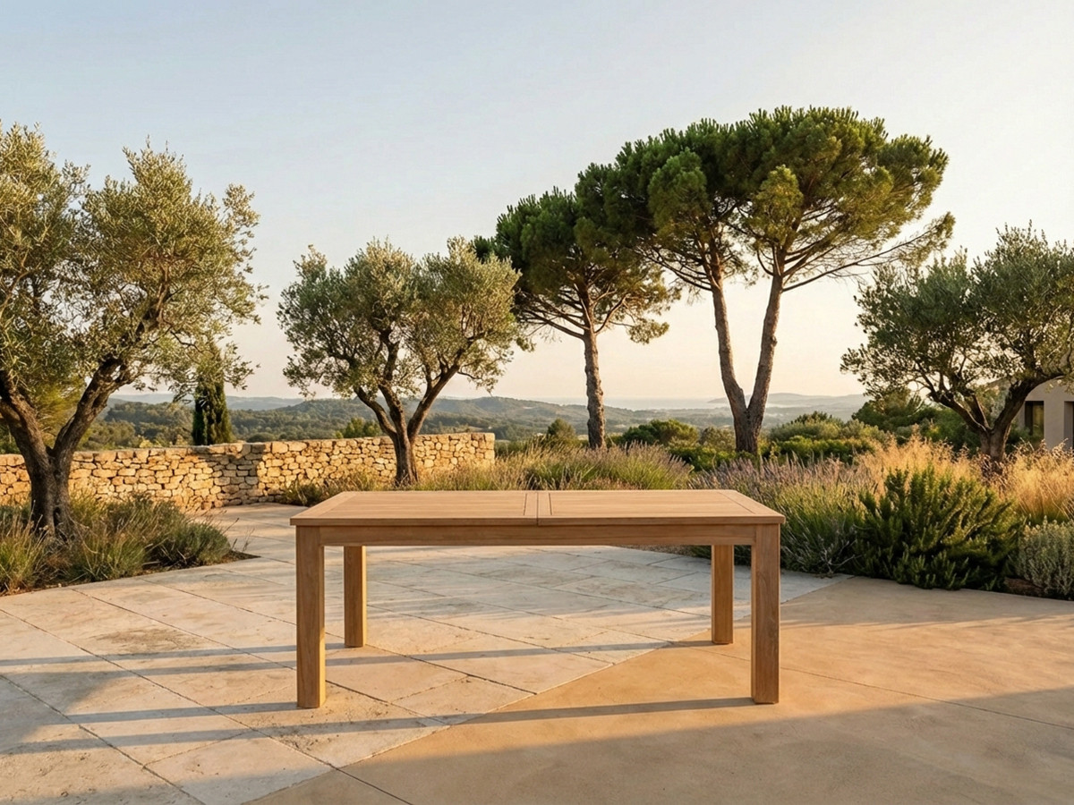 Uitschuifbare tuintafel POSITANO, 200 tot 260 cm, teakhout