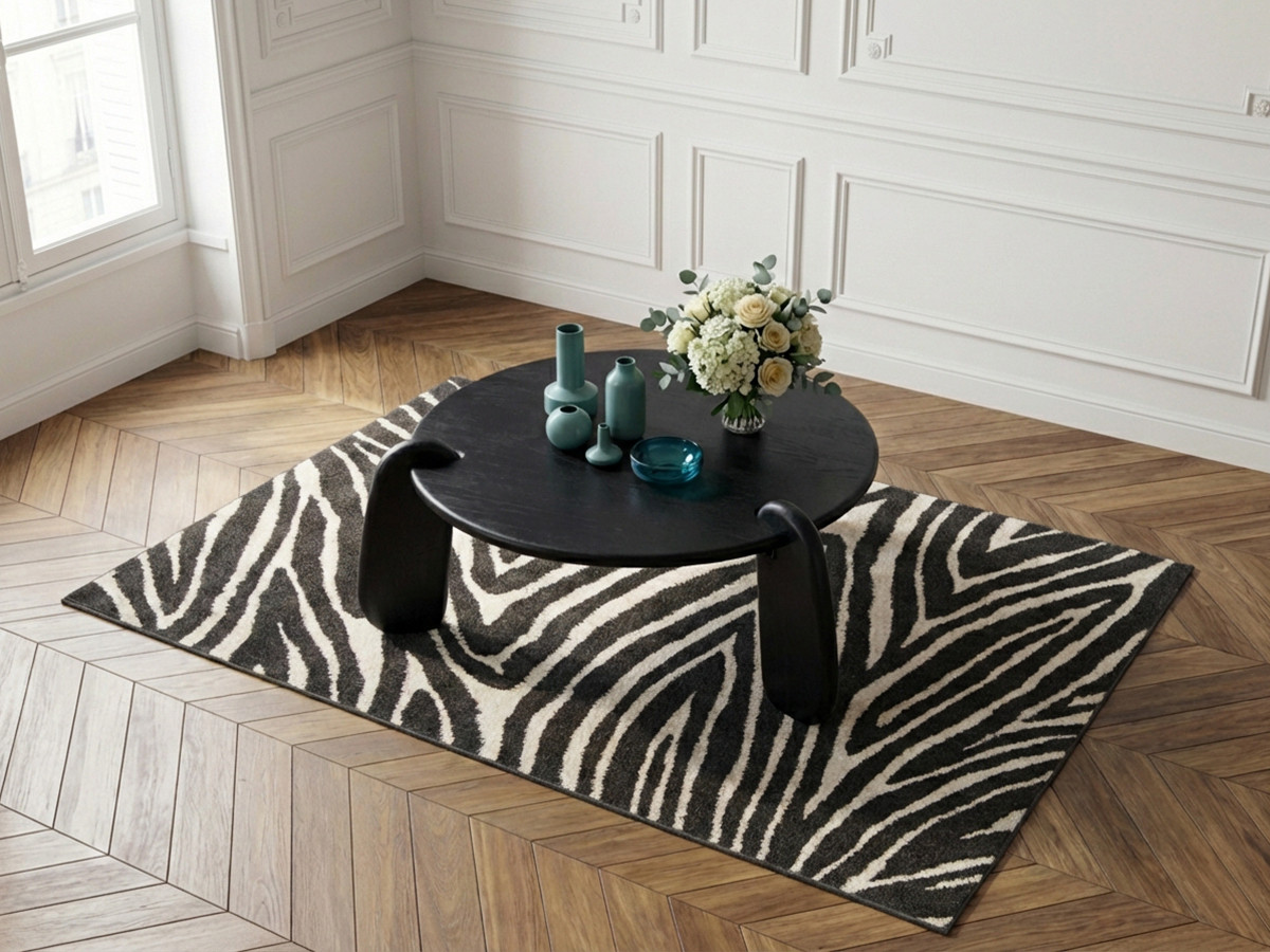 Table basse ronde 80 cm HELIO bois massif de manguier noir — vue 4