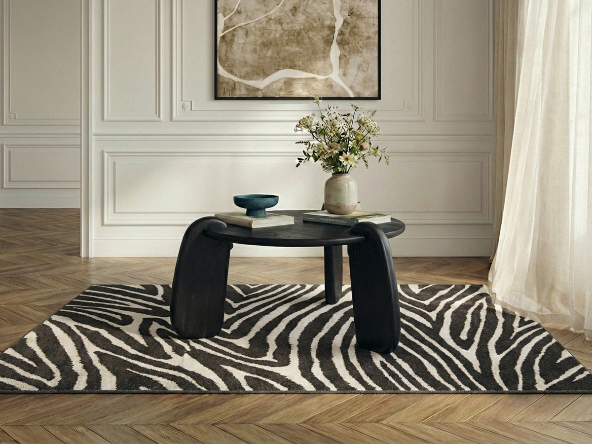 Table basse ronde 80 cm HELIO bois massif de manguier noir — vue 5