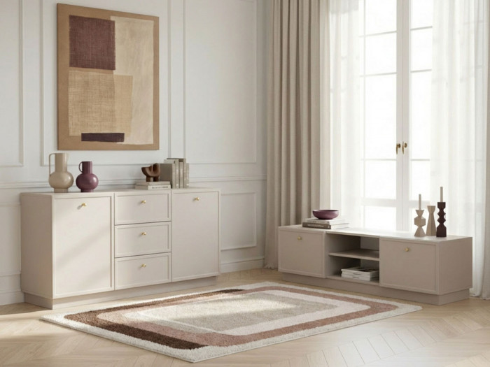 Ensemble LORINA avec buffet 150 cm + meuble TV 150 cm poignées or