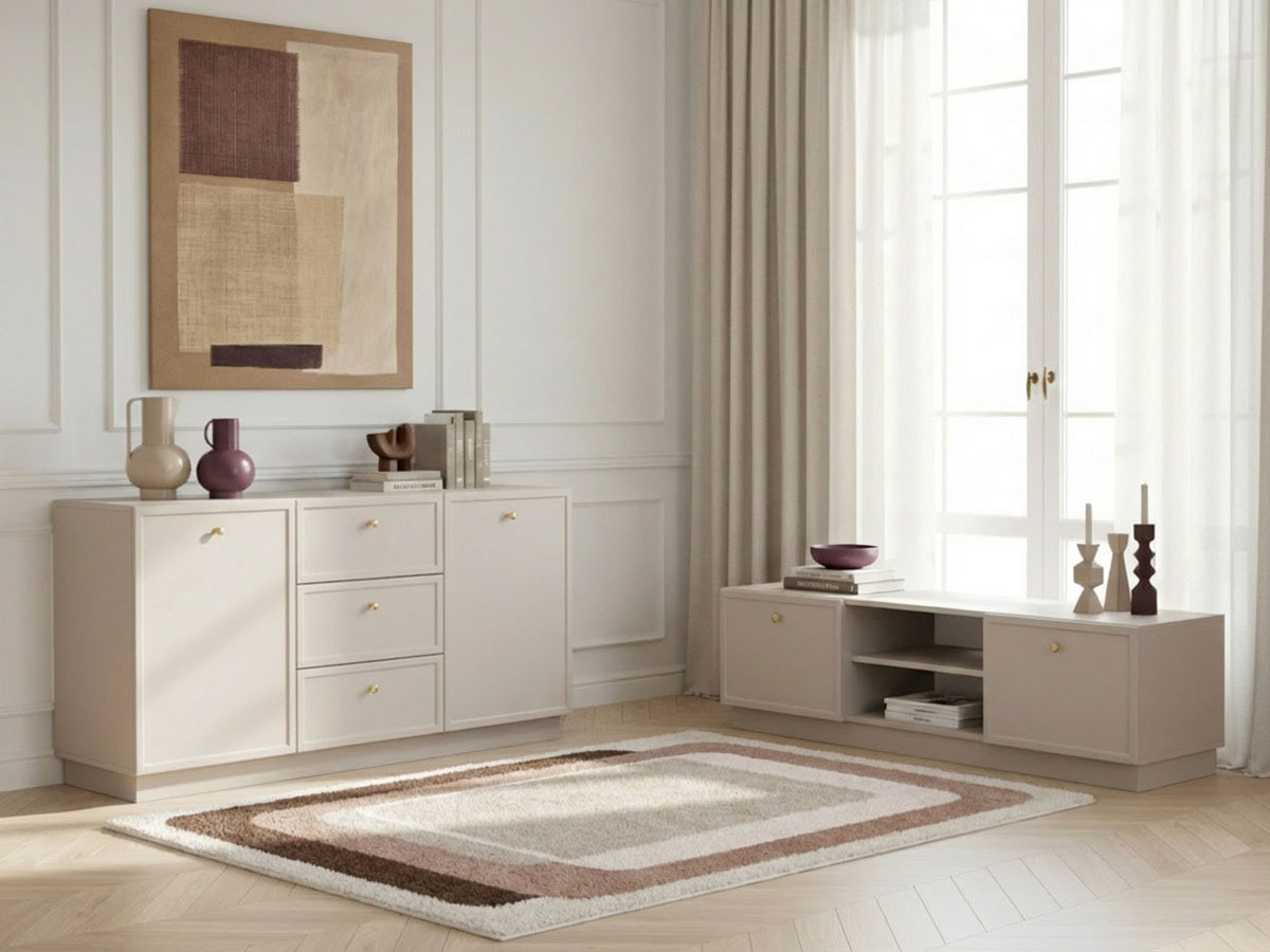 Ensemble LORINA avec buffet 150 cm + meuble TV 150 cm poignées or