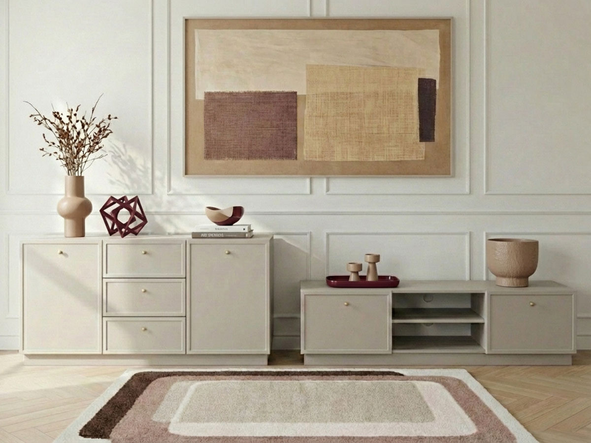 Ensemble LORINA avec buffet 150 cm + meuble TV 150 cm poignées or — vue 4