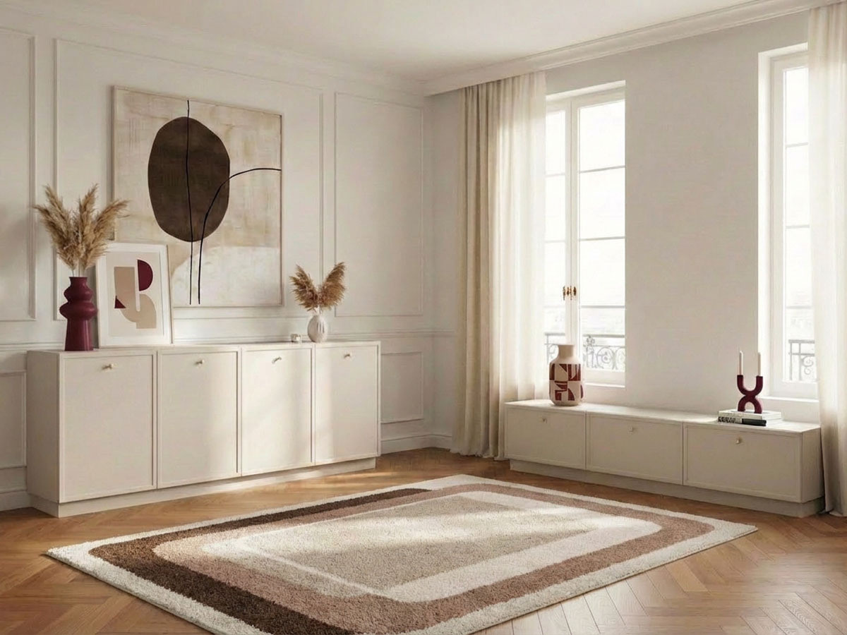 Ensemble LORINA avec buffet 200 cm + meuble TV 200 cm poignées or