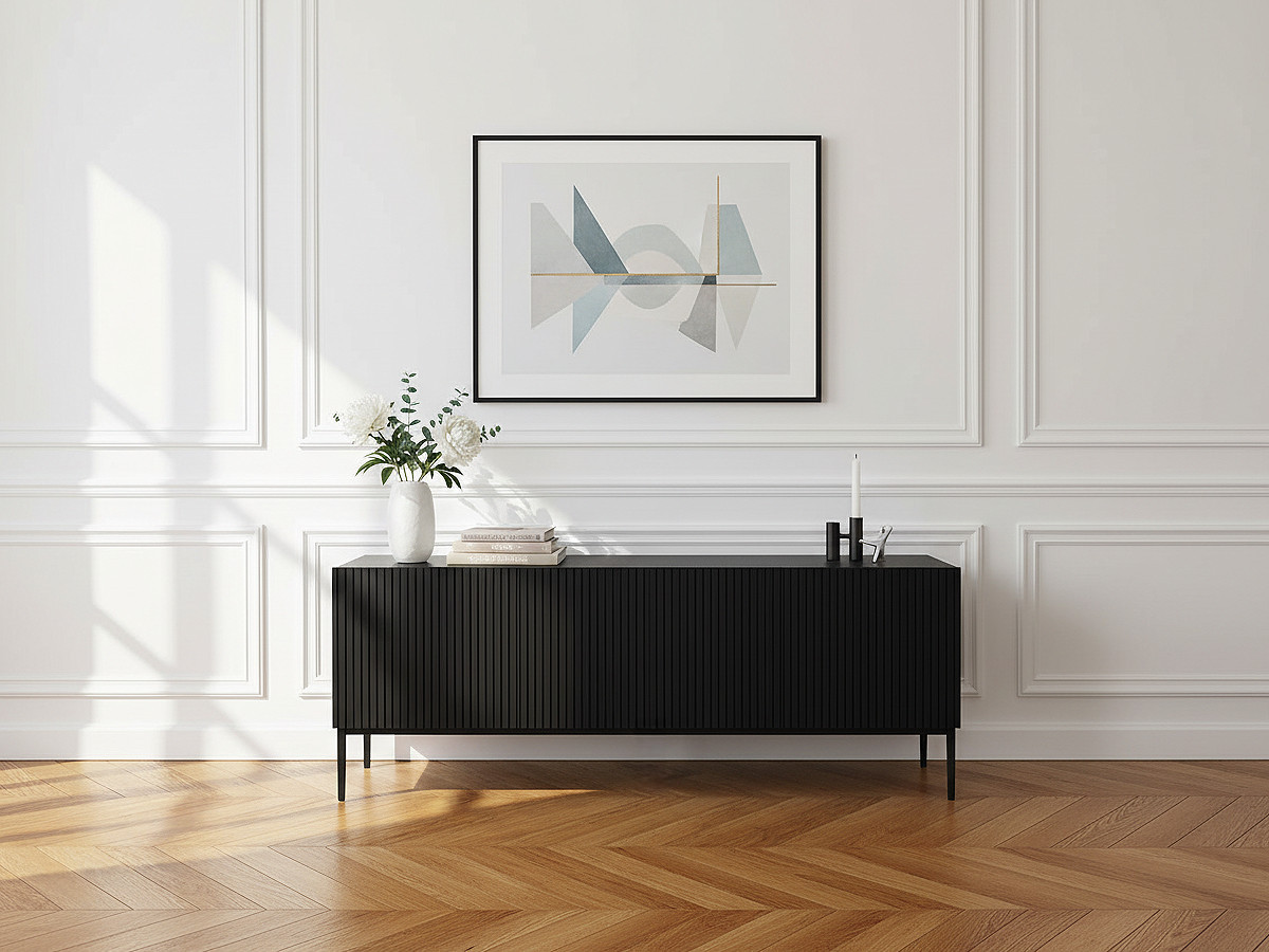 Meuble TV 150 cm KASHA Pieds noir noir