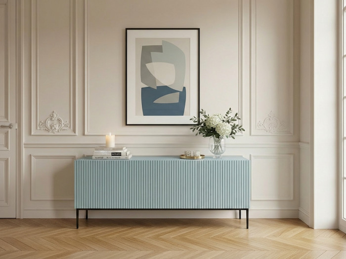 Meuble TV 150 cm KASHA pieds noirs