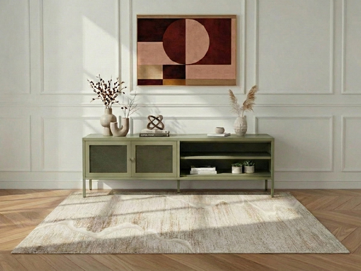 CLARA TV-meubel met 2 deuren en 2 planken, 160 cm, metaal, gelimiteerde oplage