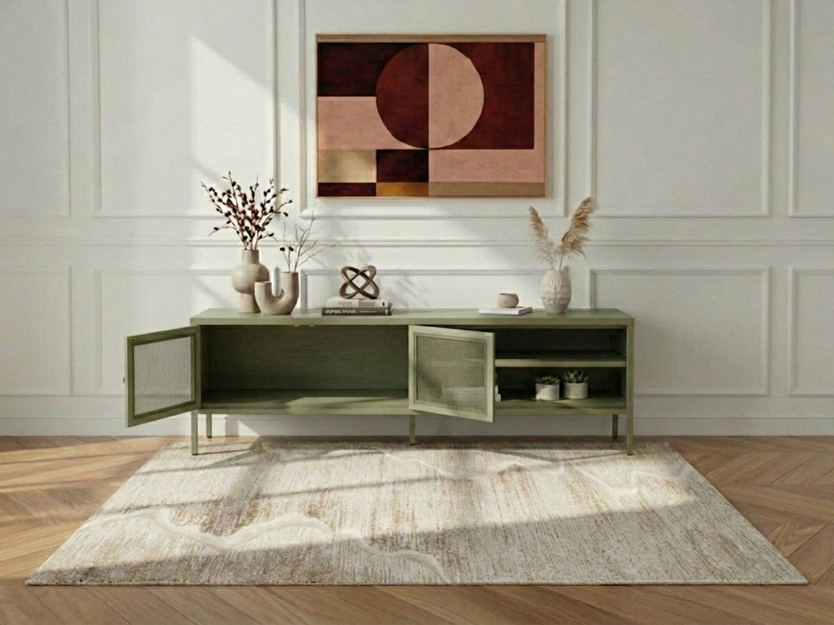 CLARA TV-meubel met 2 deuren en 2 planken, 160 cm, metaal, gelimiteerde oplage