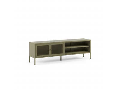 Meuble TV 2 portes 2 niches 160 cm CLARA métal édition limitée