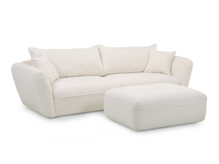 Canapé 3 places LUIGI tissu texturé avec pouf