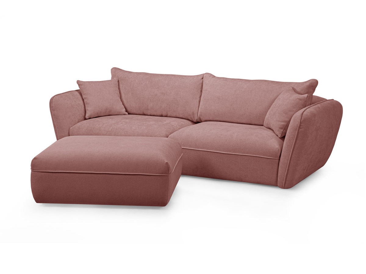 Canapé droit fixe 3 places LUIGI tissu lisse avec pouf