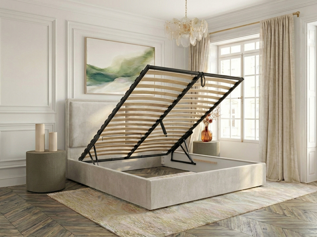 MARA opbergbed in gestructureerde stof