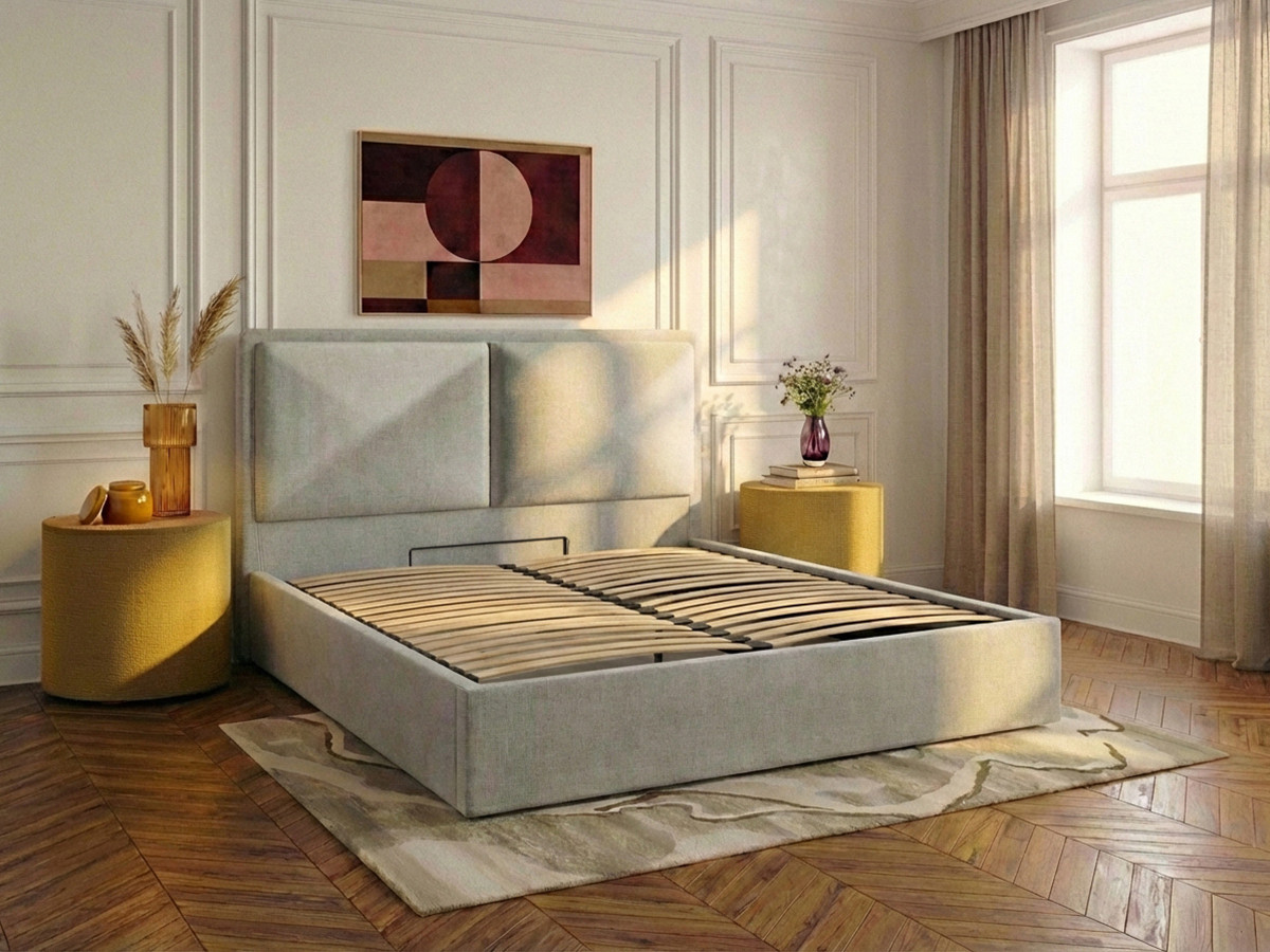 Lit coffre MARA texturé gris — vue 6