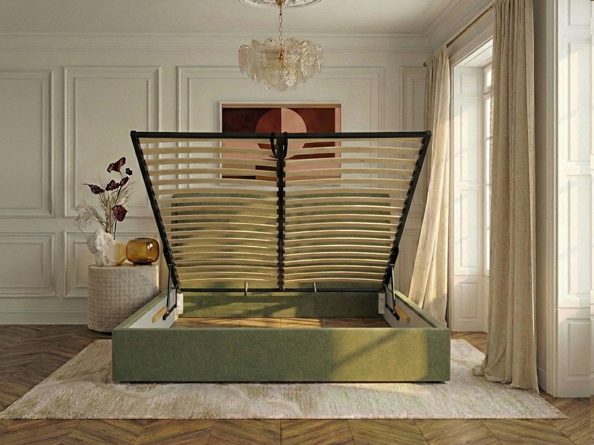 Lit coffre MARA texturé vert — vue 6