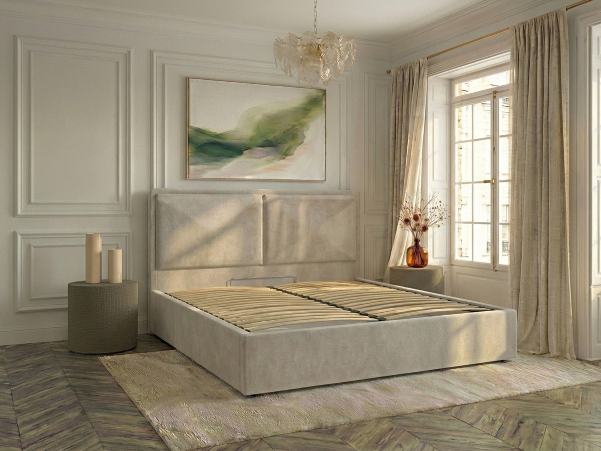 Lit coffre MARA texturé beige — vue 6