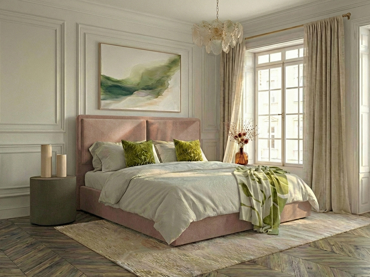 Lit coffre MARA texturé rose — vue 4