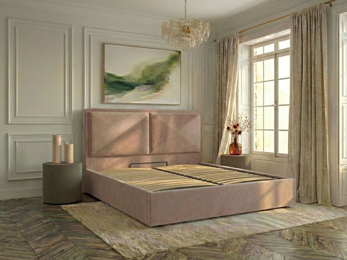 Lit coffre MARA texturé rose — vue 6