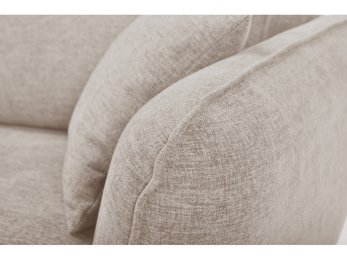 Canapé d'angle fixe LUIGI tissu texturé avec pouf