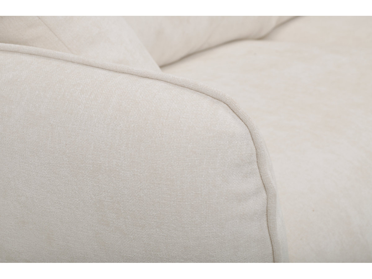 Canapé d'angle fixe LUIGI tissu texturé avec pouf