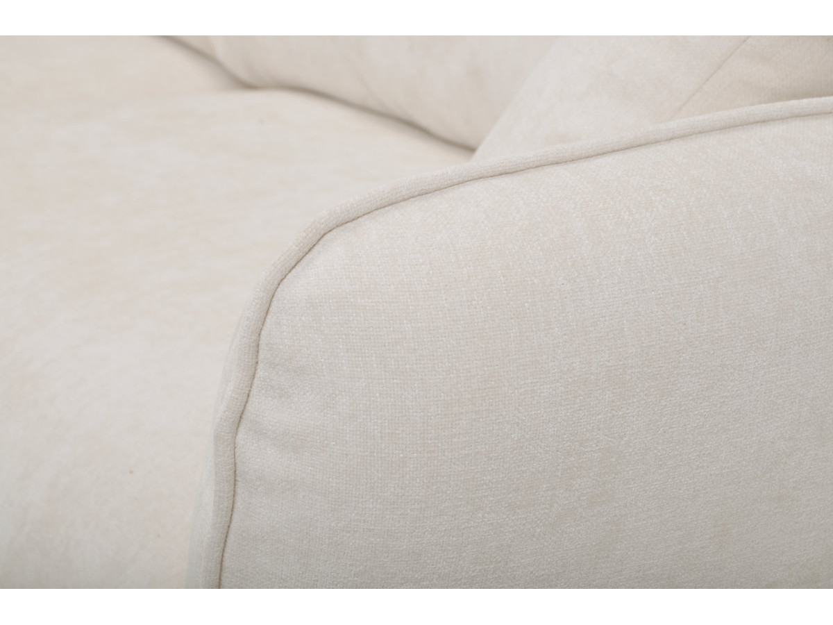 Canapé d'angle fixe LUIGI tissu texturé avec pouf