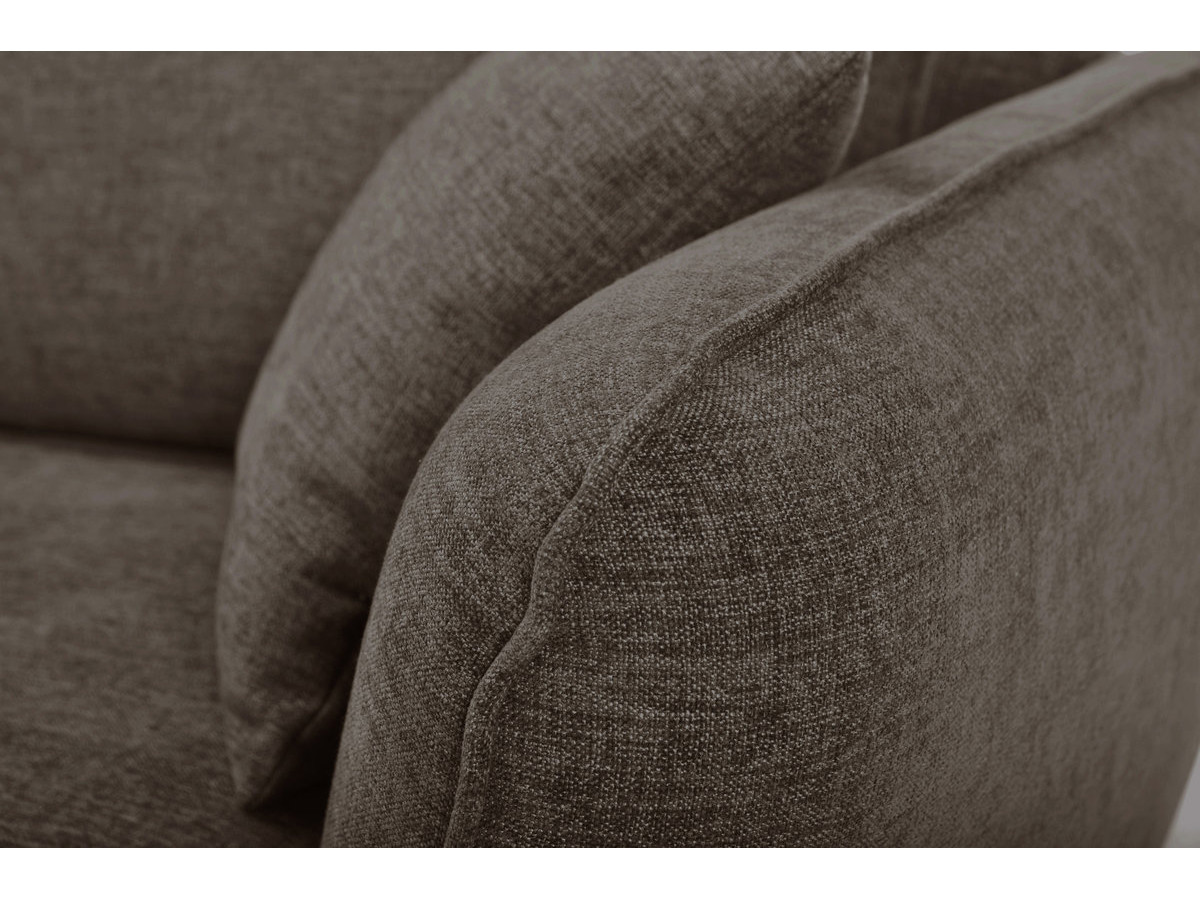 Canapé d'angle fixe LUIGI tissu texturé avec pouf