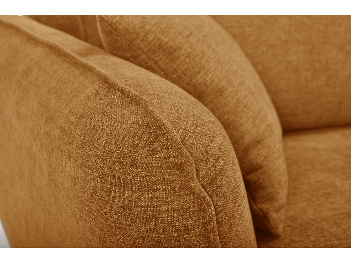 Canapé d'angle fixe LUIGI tissu texturé avec pouf