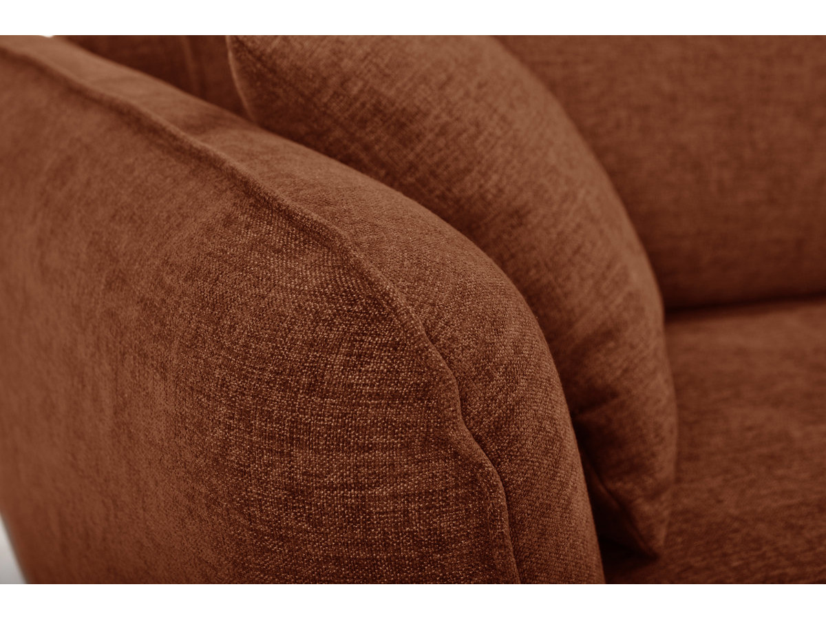 Canapé d'angle fixe LUIGI tissu texturé avec pouf