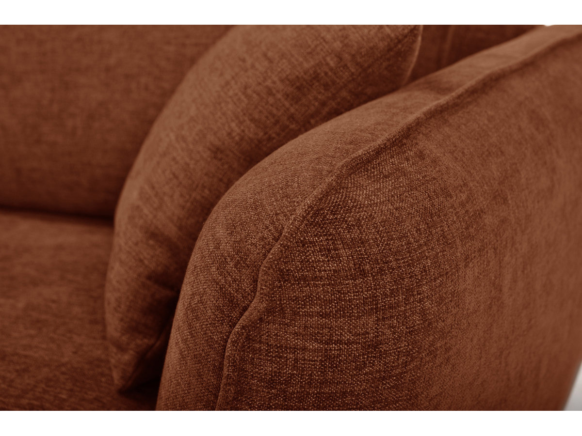 Canapé d'angle fixe LUIGI tissu texturé avec pouf