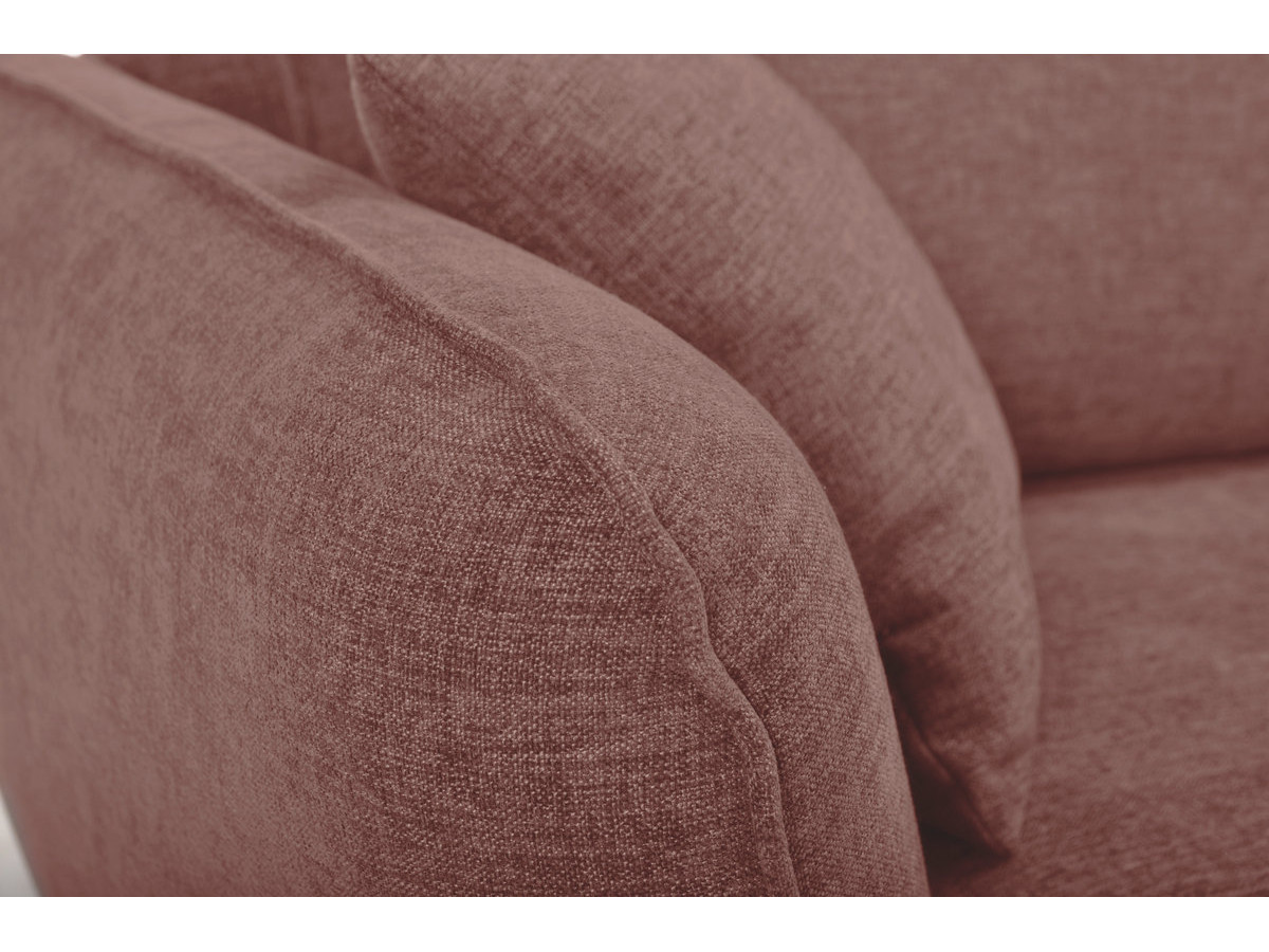 Canapé d'angle fixe LUIGI tissu texturé avec pouf