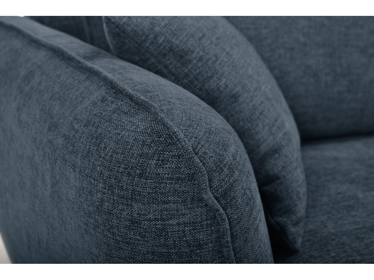Canapé d'angle fixe LUIGI tissu texturé avec pouf
