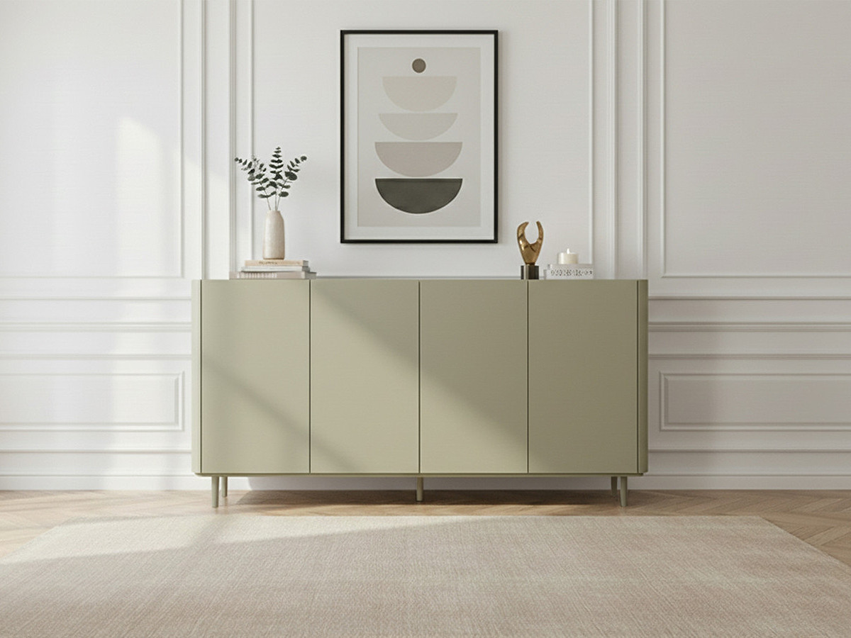 ANYRA 4-deurs dressoir, 200 cm, met massief houten poten