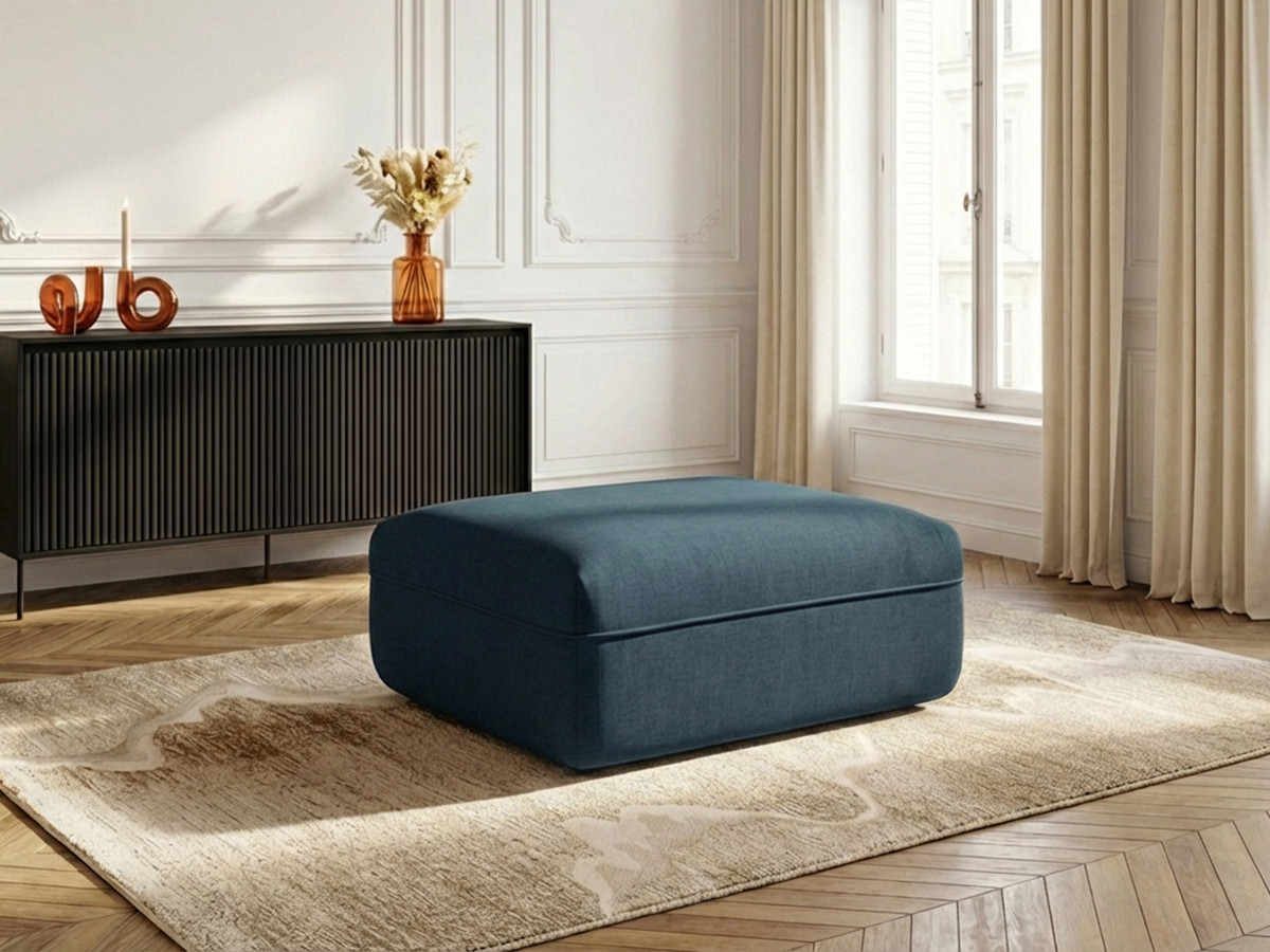 Pouf LUIGI en texturé bleu