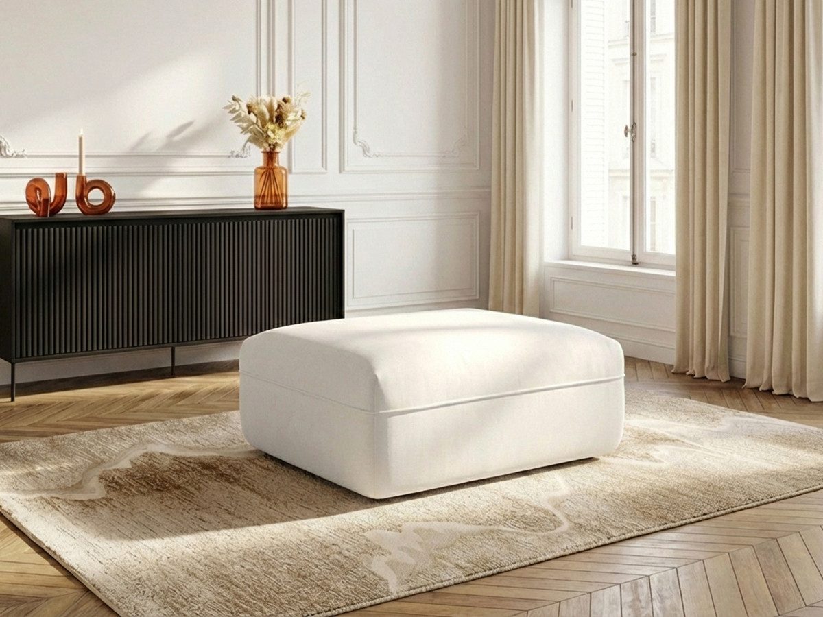 Pouf LUIGI en lisse blanc