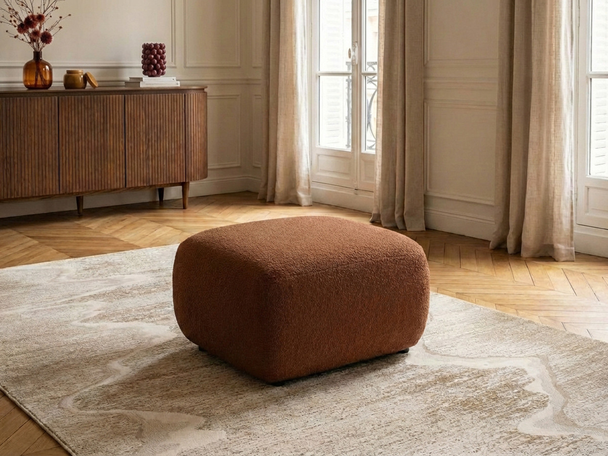 Pouf MONTAIGNE bouclette orange — vue 4