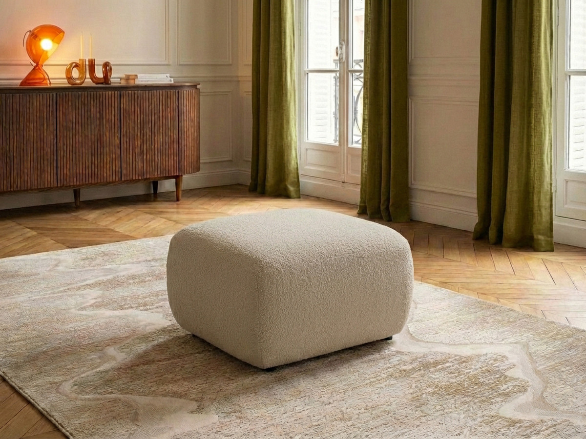 Pouf MONTAIGNE bouclette beige — vue 4