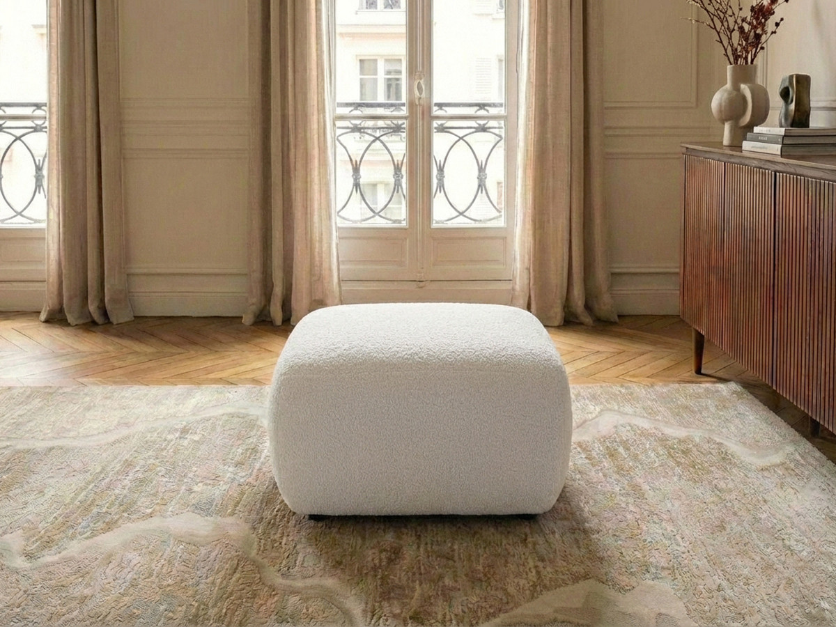 Pouf MONTAIGNE bouclette blanc — vue 6