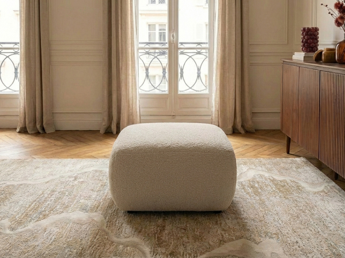 Pouf MONTAIGNE bouclette beige — vue 6