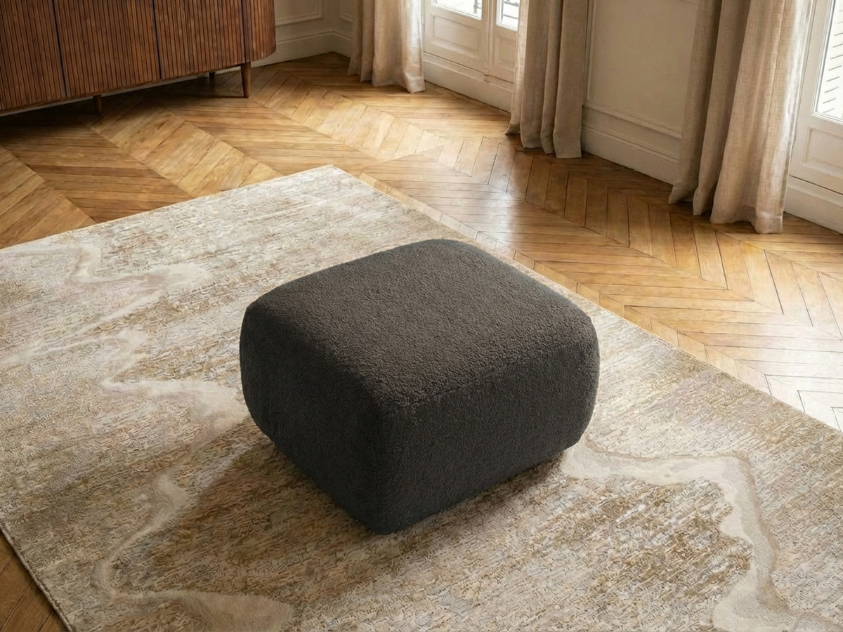 Pouf MONTAIGNE bouclette marron