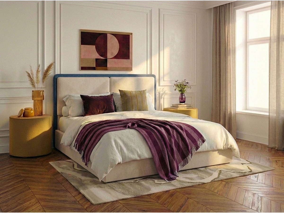 MARA opbergbed in tweekleurige, gestructureerde stof