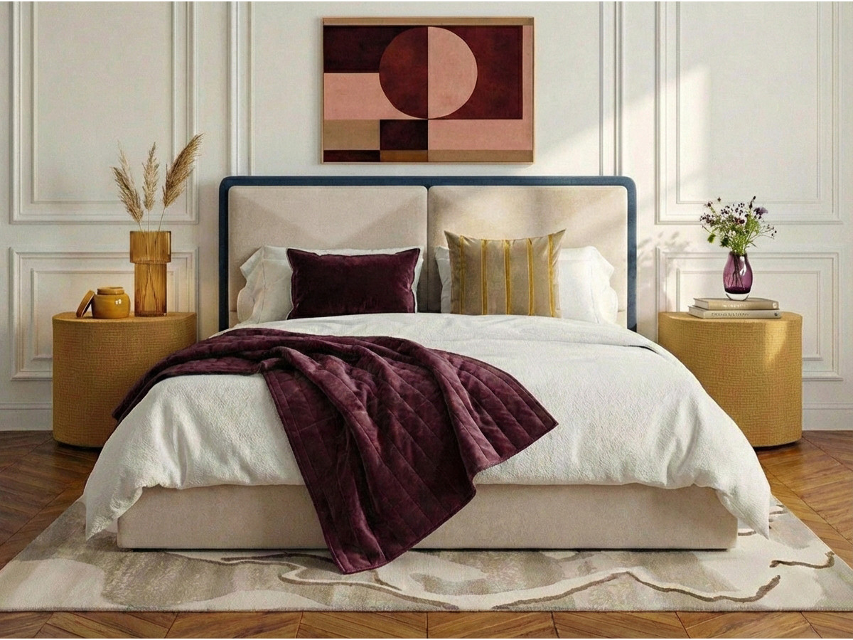 MARA opbergbed in tweekleurige, gestructureerde stof