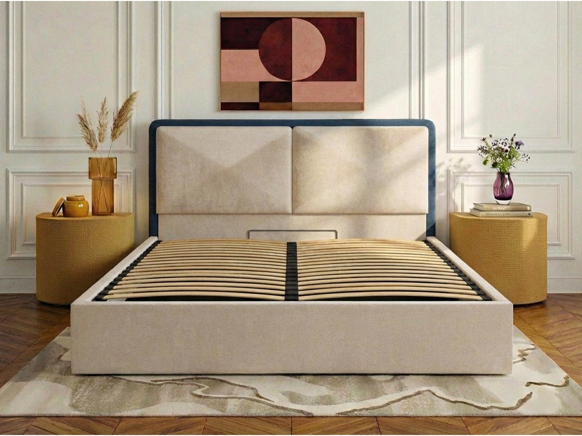 Lit coffre MARA texturé bicolore bleu — vue 5