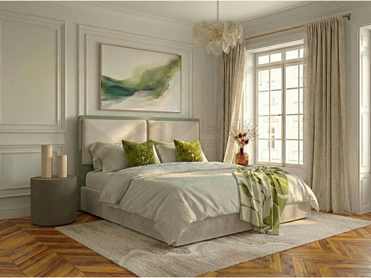 MARA opbergbed in tweekleurige, gestructureerde stof