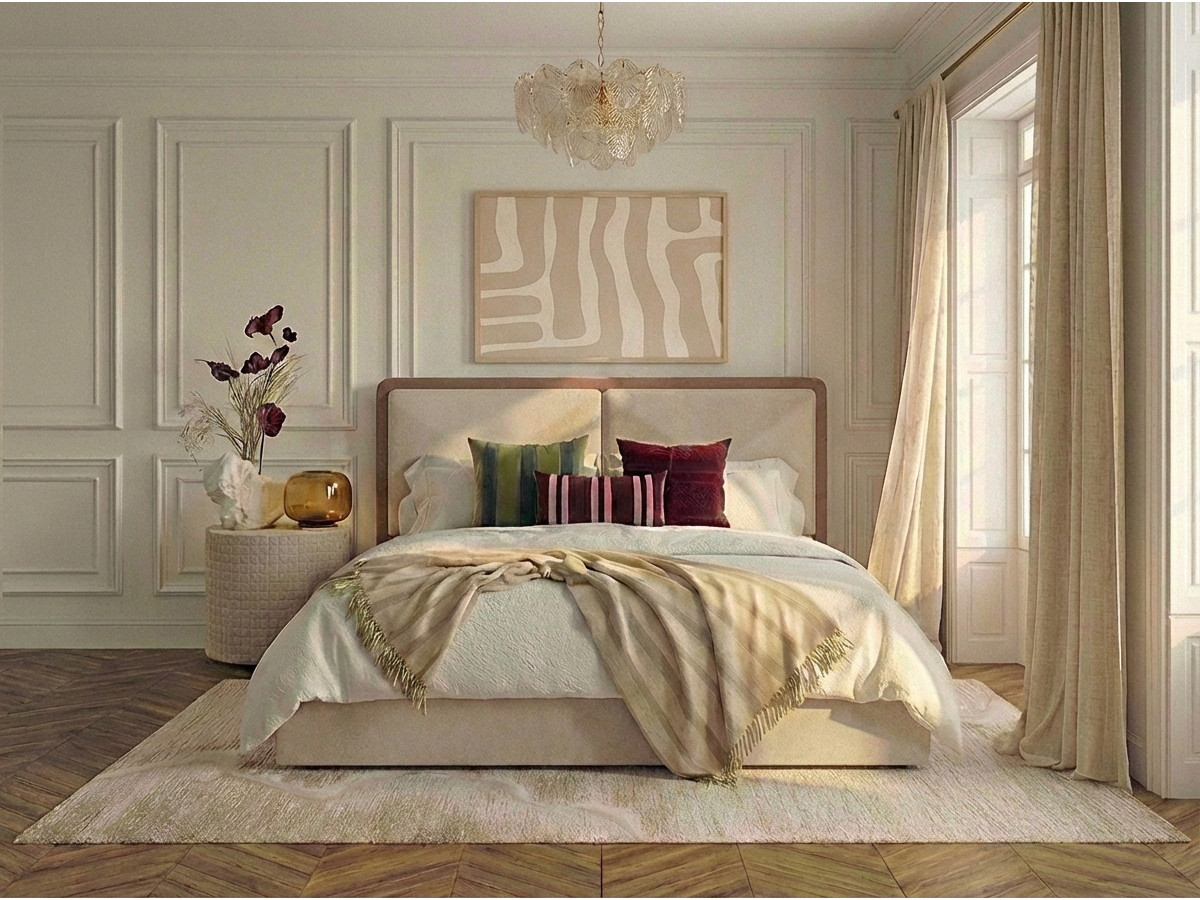 MARA opbergbed in tweekleurige, gestructureerde stof