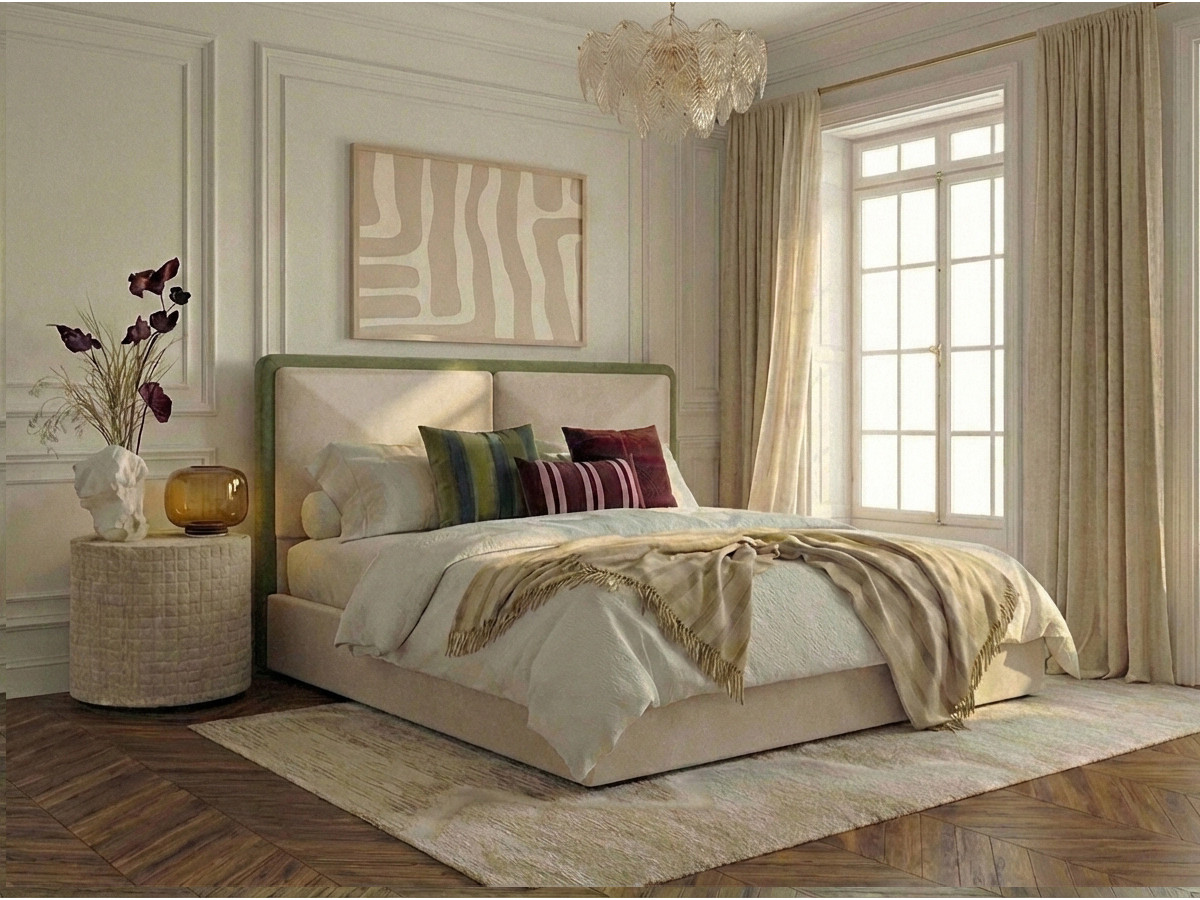 MARA opbergbed in tweekleurige, gestructureerde stof