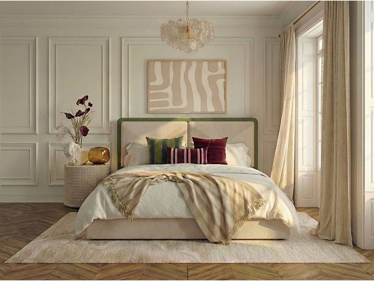 MARA opbergbed in tweekleurige, gestructureerde stof