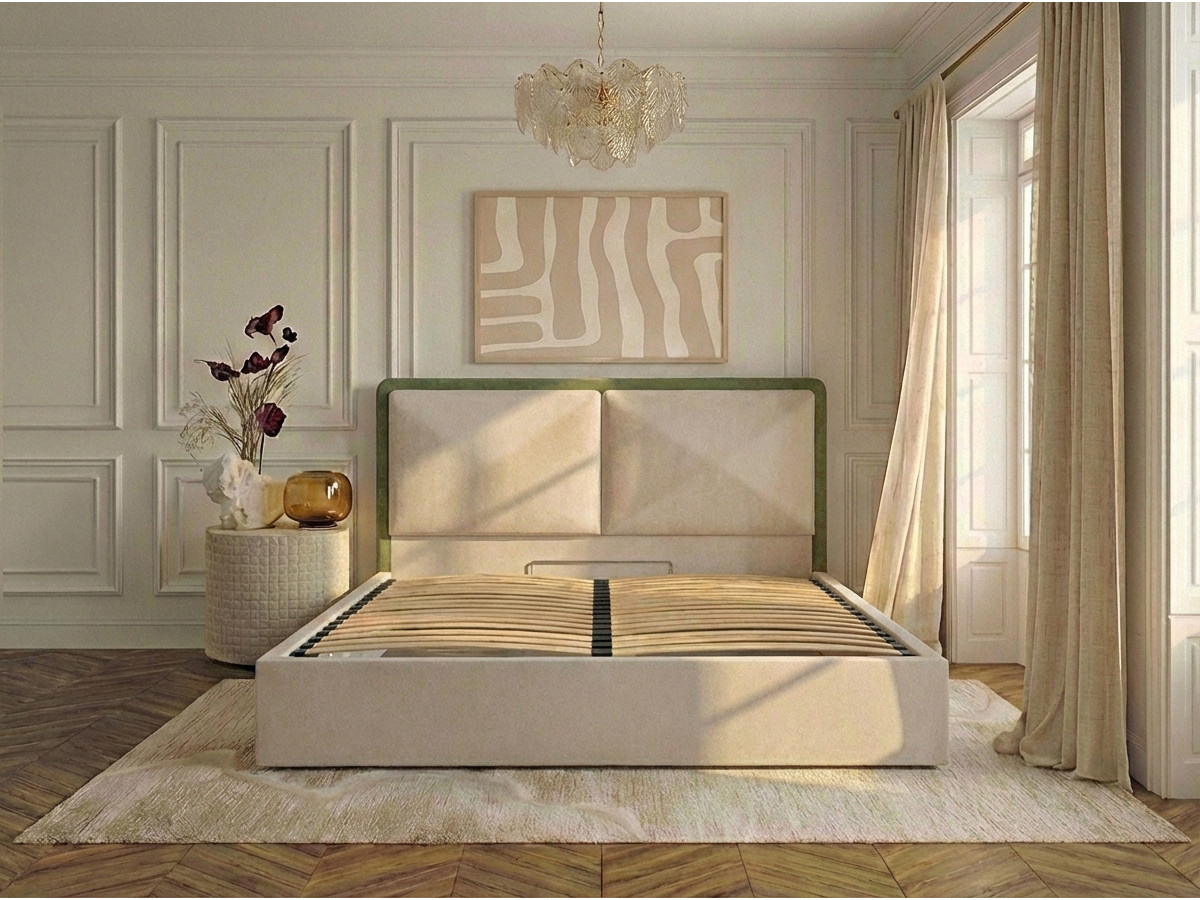 MARA opbergbed in tweekleurige, gestructureerde stof